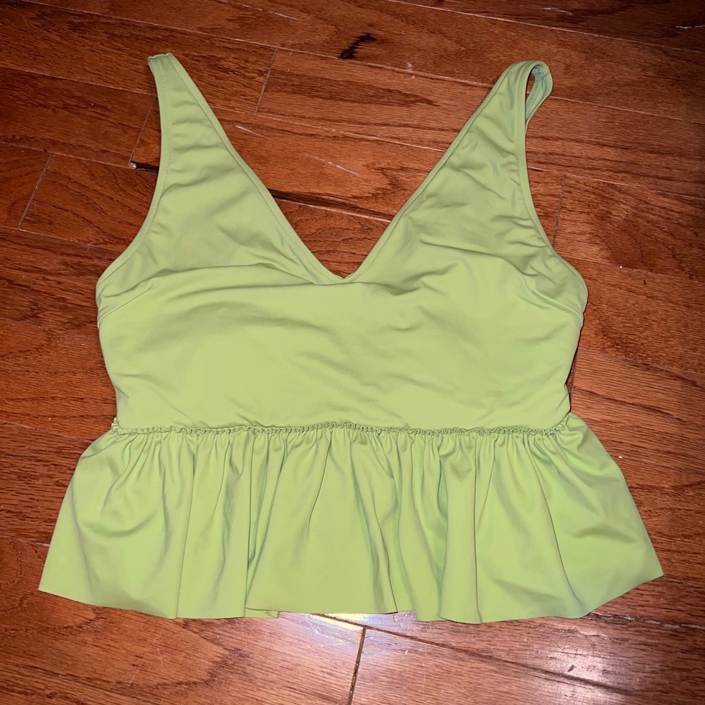 Kortni Jeane Green V-Neck Swim Top